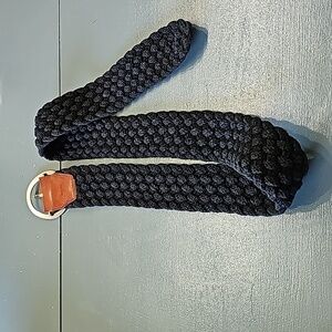 Cloth and genuine and belt.‎ Silver buckle.